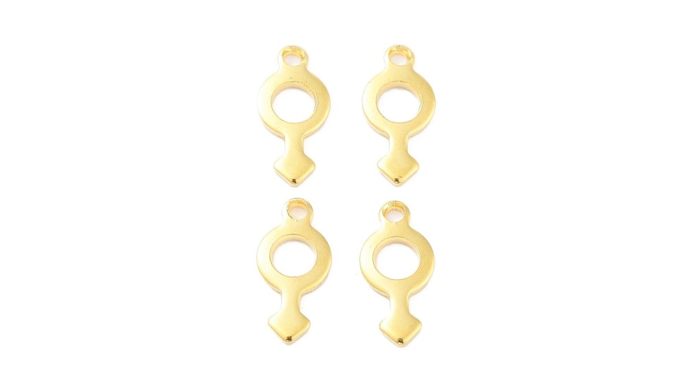 Pendentifs x 10 signe masculin en acier inoxydable plaqué or 18k