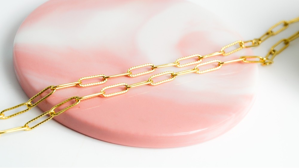 chaîne maille trombone 18k