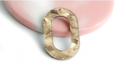 Connecteur ovale en acétate mordoré pour création de collier