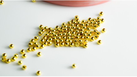 Perles intercalaires rondes 2mm en laiton couleur  or
