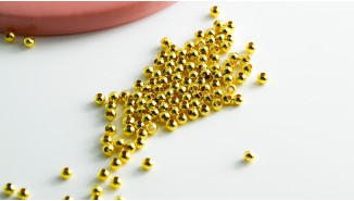 Perles intercalaires rondes 2mm en laiton couleur  or