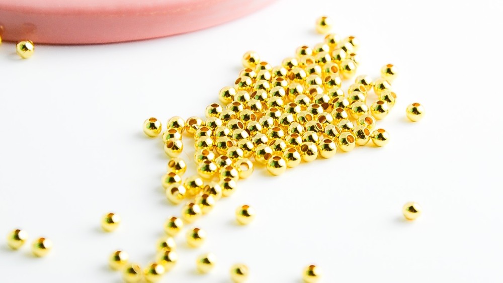 Perles intercalaires rondes 2mm en laiton couleur  or