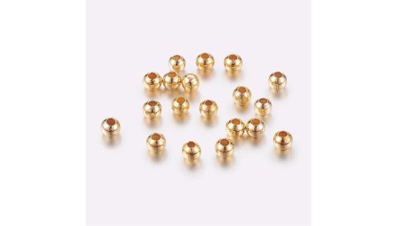 Perles intercalaires rondes 2mm en laiton doré pour création bijoux
