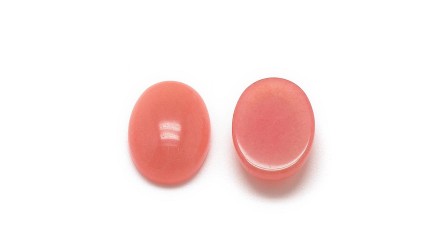 Cabochon 13x18mm en jade blanc teinté corail pour création de bijoux