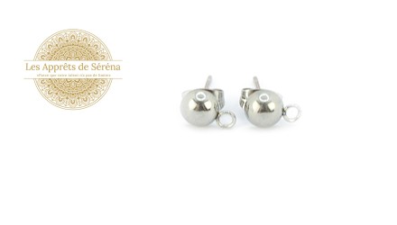 paire demi boule acier argent