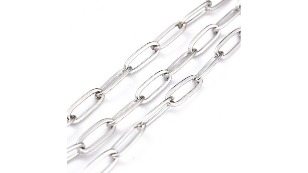 chaîne acier maille trombone argent