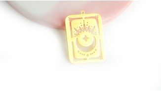 Pendentif carte lune  acier 304 doré