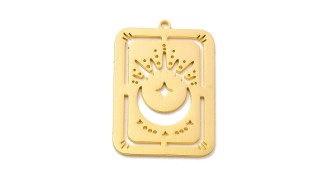 Pendentif carte lune  acier 304 doré