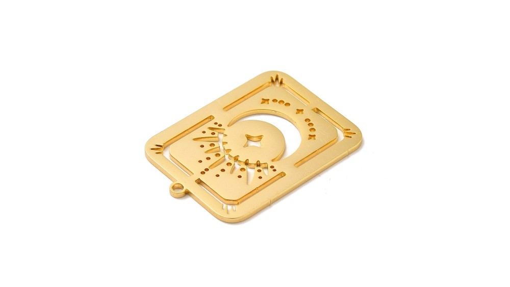 Pendentif carte lune  acier 304 doré