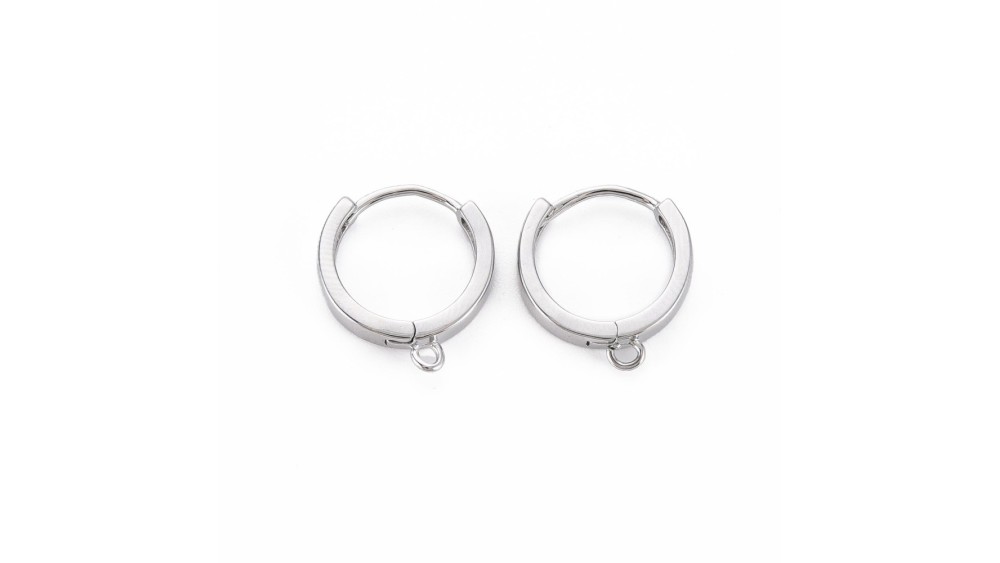 Petites créoles en laiton plaqué platine pour création de bijoux fins
