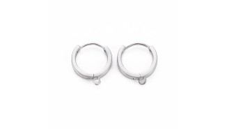 Petites créoles en laiton plaqué platine pour création de bijoux fins