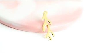 Pendentif corail en acier inoxydable plaqué or 24k