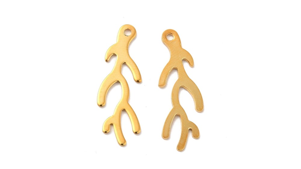 Pendentif corail en acier inoxydable plaqué or 24k