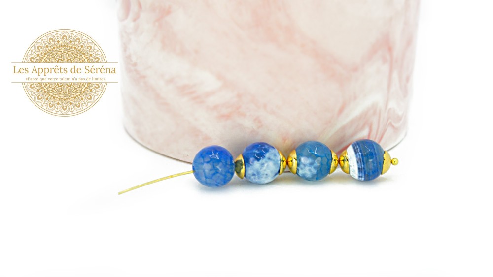 copy of Perles à facettes 10mm agate naturelle teintée bleue