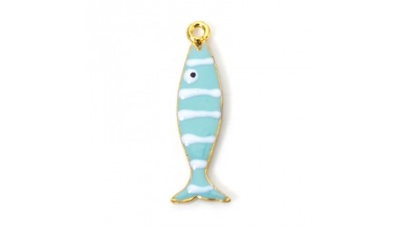 Pendentif poisson bleu rayé en laiton : fun à mixer sans limite !