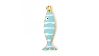 Pendentif poisson bleu rayé en laiton : fun à mixer sans limite !