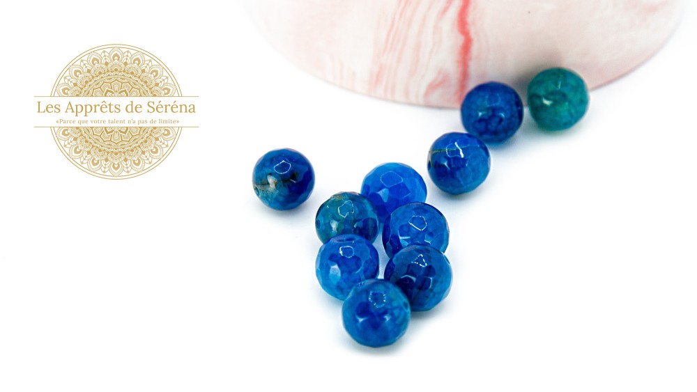 copy of Perles à facettes 10mm agate naturelle teintée bleue