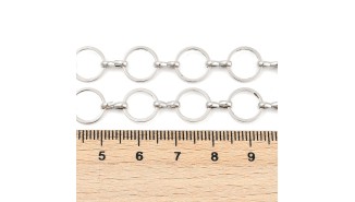 Chaîne laiton fantaisie plaquée platine maillons ronds pour collier