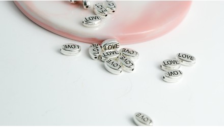 copy of Perles ovale imprimées love en zamak doré 10x6mm