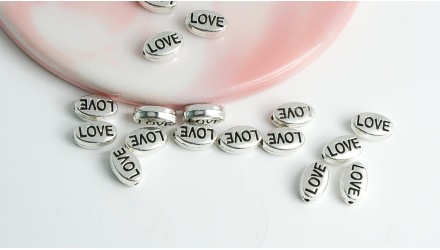 perle ovale love argent
