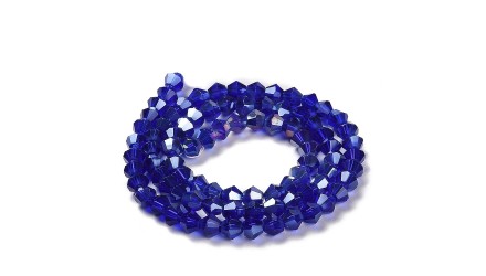 Rang de perle toupie bleu marine AB en 3mm pour création de bijoux