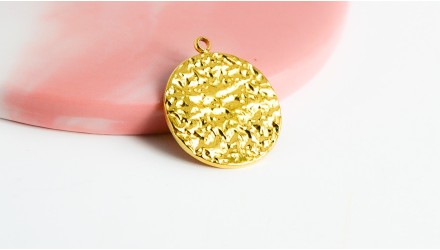 copy of Pendentif 15mm acier argent texturé