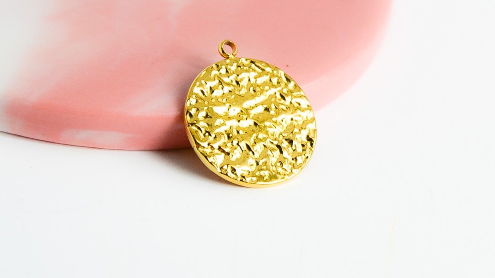 copy of Pendentif 15mm acier argent texturé
