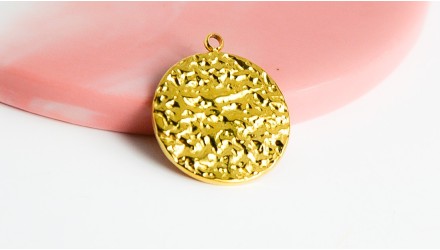 copy of Pendentif 15mm acier argent texturé
