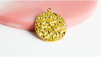 copy of Pendentif 15mm acier argent texturé