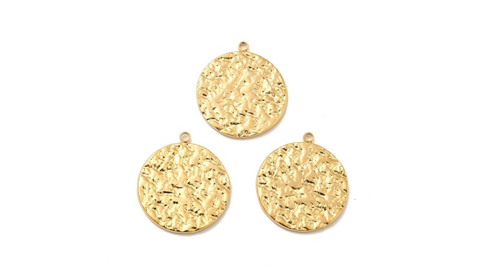copy of Pendentif 15mm acier argent texturé