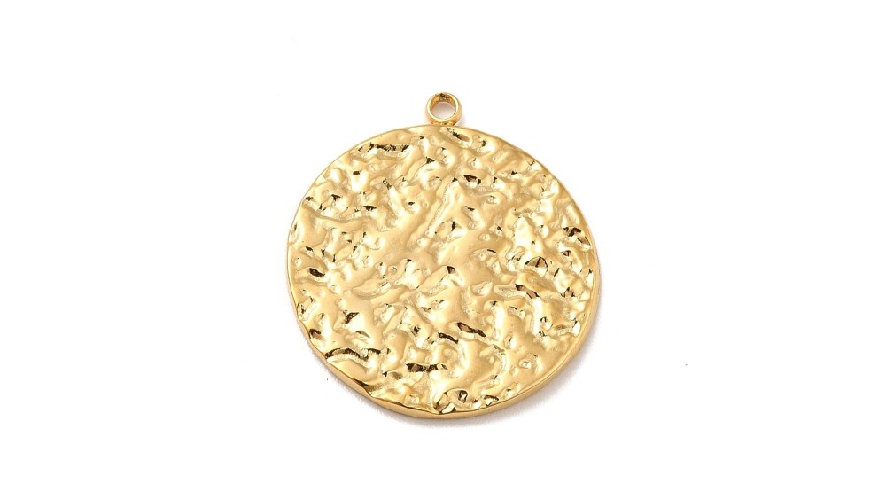 copy of Pendentif 15mm acier argent texturé