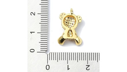 Pendentif ourson en laiton plaqué or 18k strass zircon