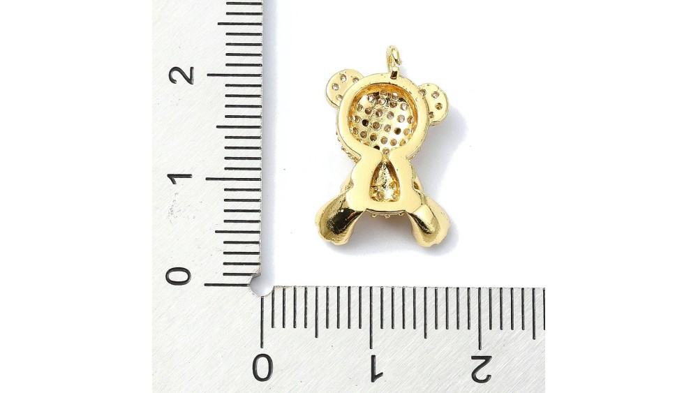 Pendentif ourson en laiton plaqué or 18k strass zircon