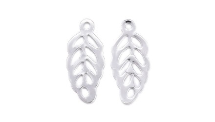 Pendentifs feuille filigrane en acier inoxydable  couleur argent