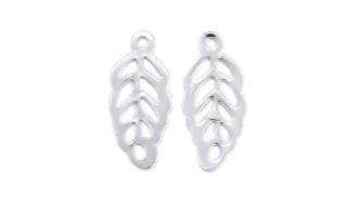 Pendentifs feuille filigrane en acier inoxydable  couleur argent