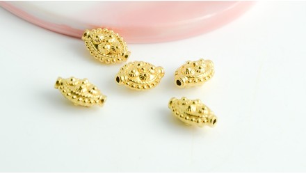 Perle lanterne fantaisie x2 en acier inoxydable plaqué or