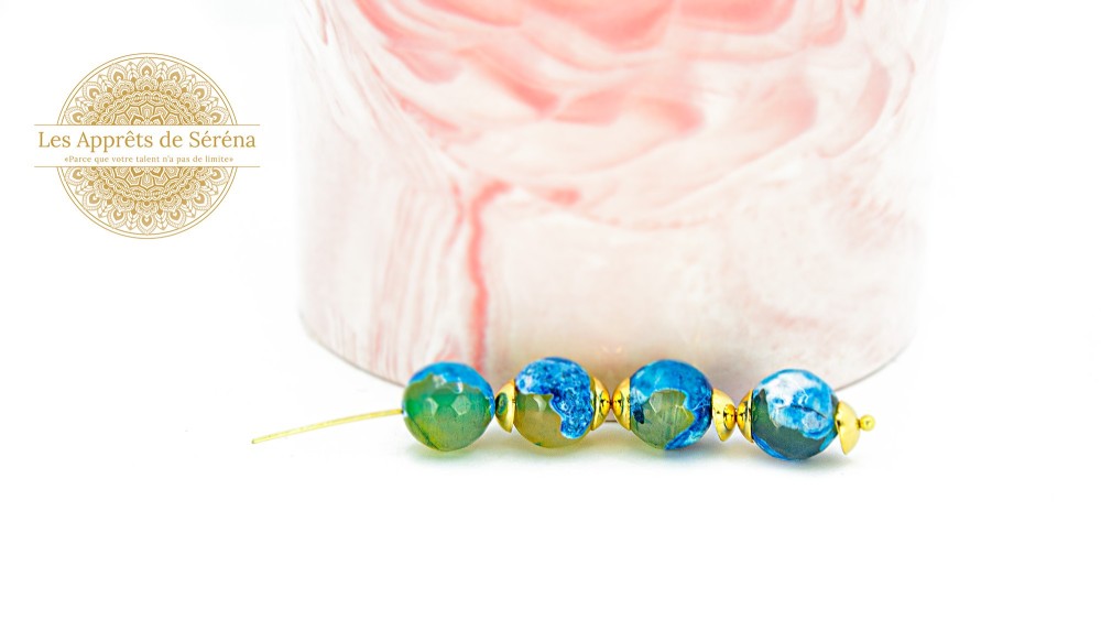 copy of Perles à facettes 10mm agate naturelle teintée bleue