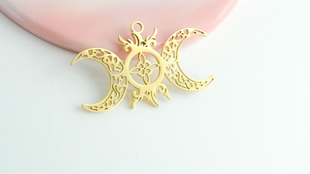 copy of Pendentif triple lune acier plaqué or 18k