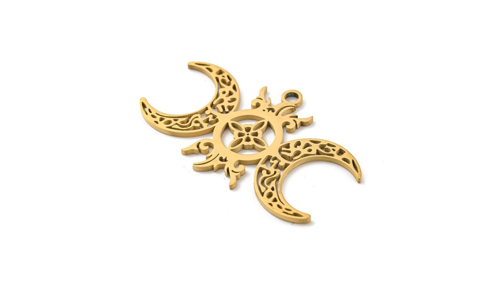 copy of Pendentif triple lune acier plaqué or 18k