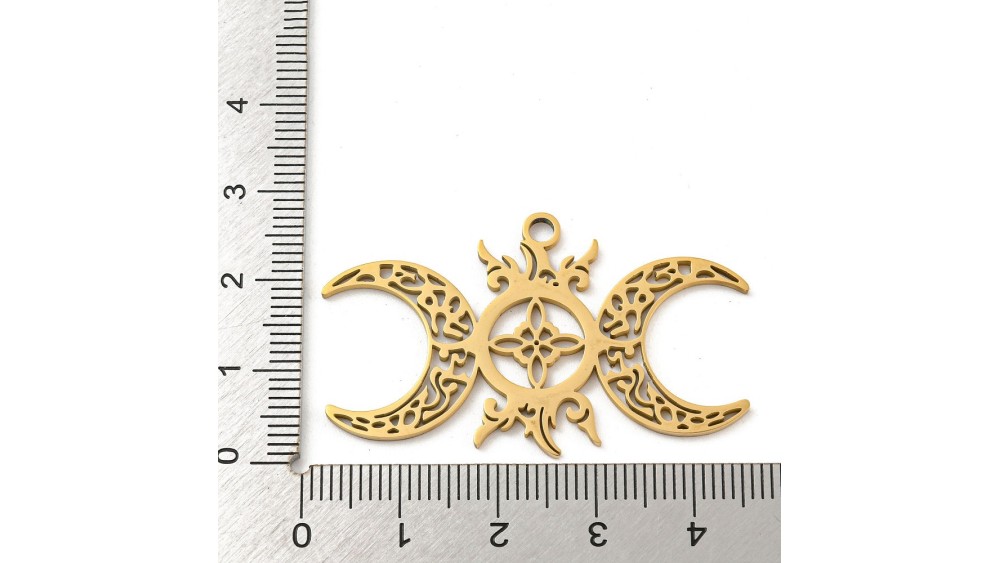 copy of Pendentif triple lune acier plaqué or 18k