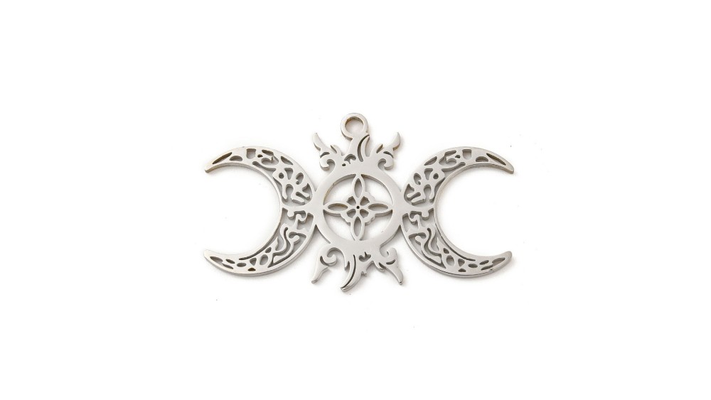 pendentif triple lune acier