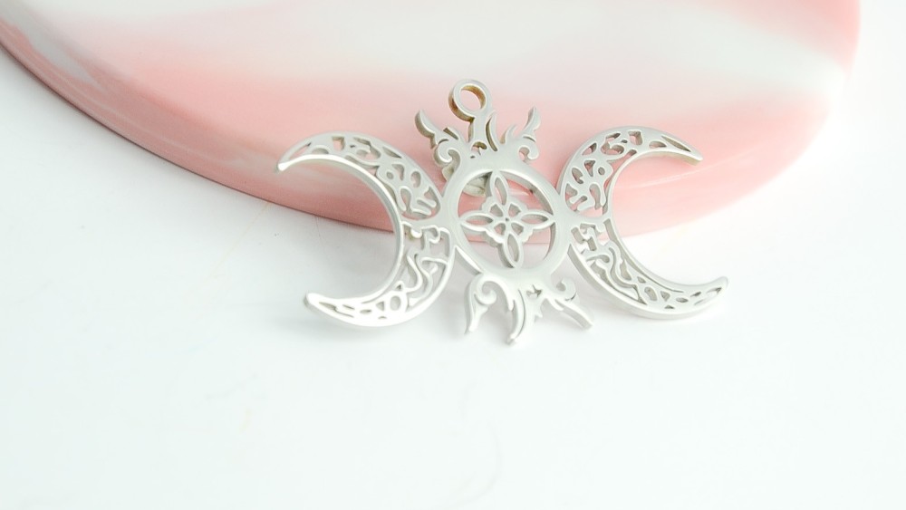pendentif triple lune acier