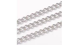 Chaine acier inoxydable 304 coloris argent maille gourmette 3x2mm
