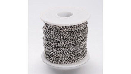 Chaine acier inoxydable 304 coloris argent maille gourmette 3x2mm
