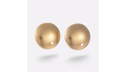 Paire de clous d'oreille rondes bombées 13mm en acier 304 doré