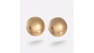 Paire de clous d'oreille rondes bombées 13mm en acier 304 doré