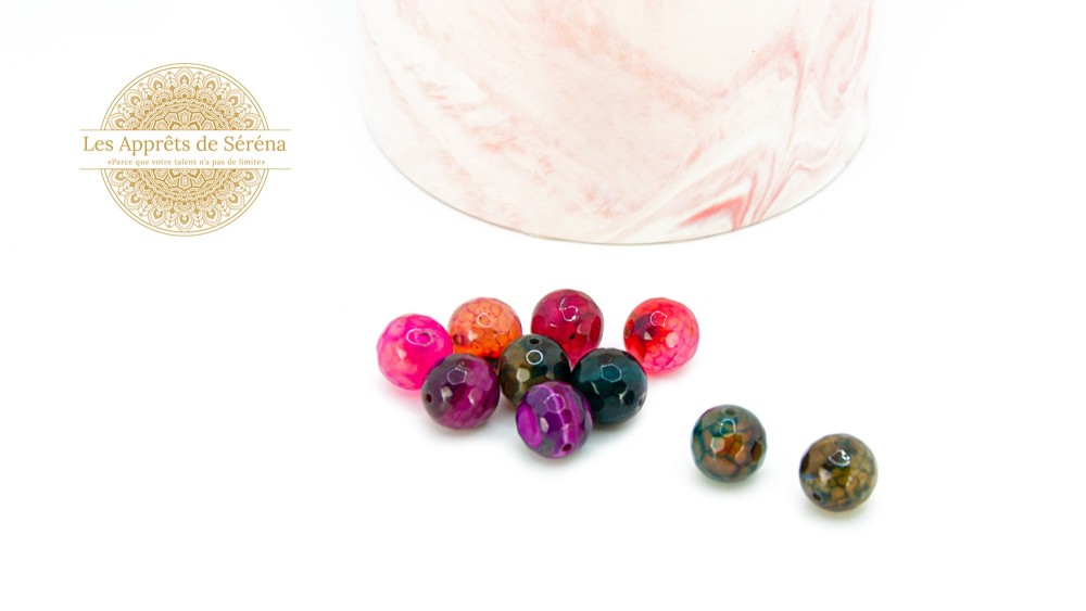 copy of Perles à facettes 10mm agate naturelle teintée bleue