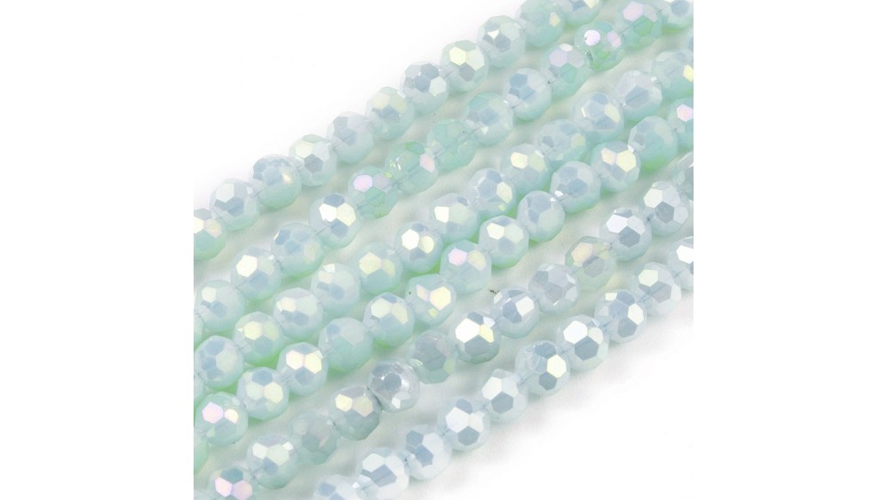 Perles rondes à facettes 4mm vert d'eau AB pour création de DIY