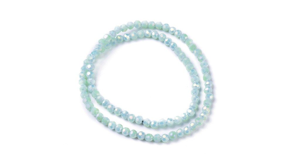 Perles rondes à facettes 4mm vert d'eau AB pour création de DIY