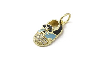 copy of Pendentif tong en laiton plaqué or 18k et strass zircon